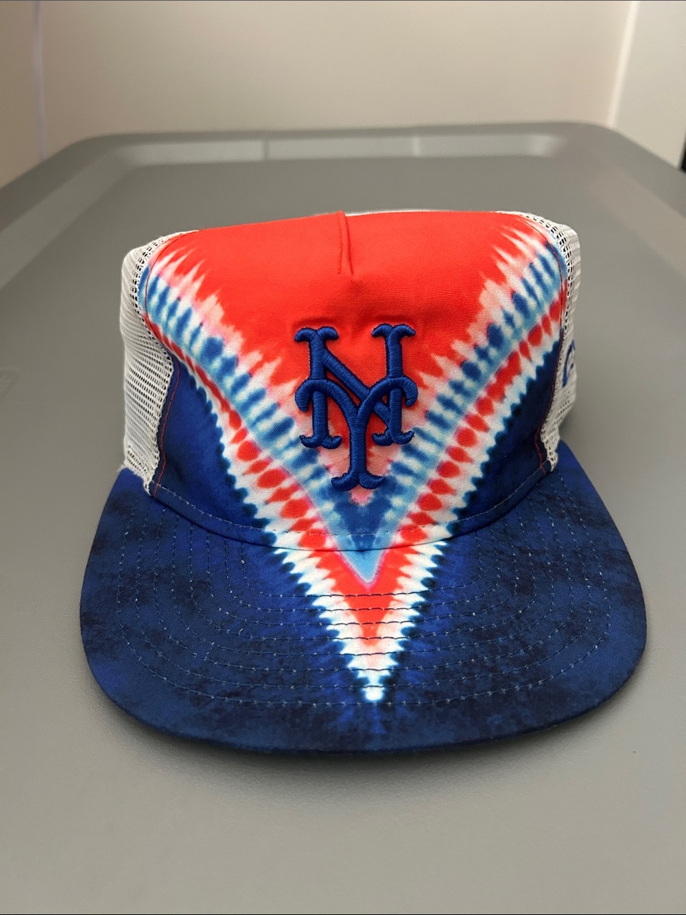 Kids Red & Blue Tie-Dye Trucker Hat